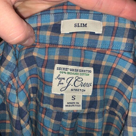 J Crew Slim Secret Wash Shirting 98% organic cotton S tartan plaid button down s - Picture 3 of 3